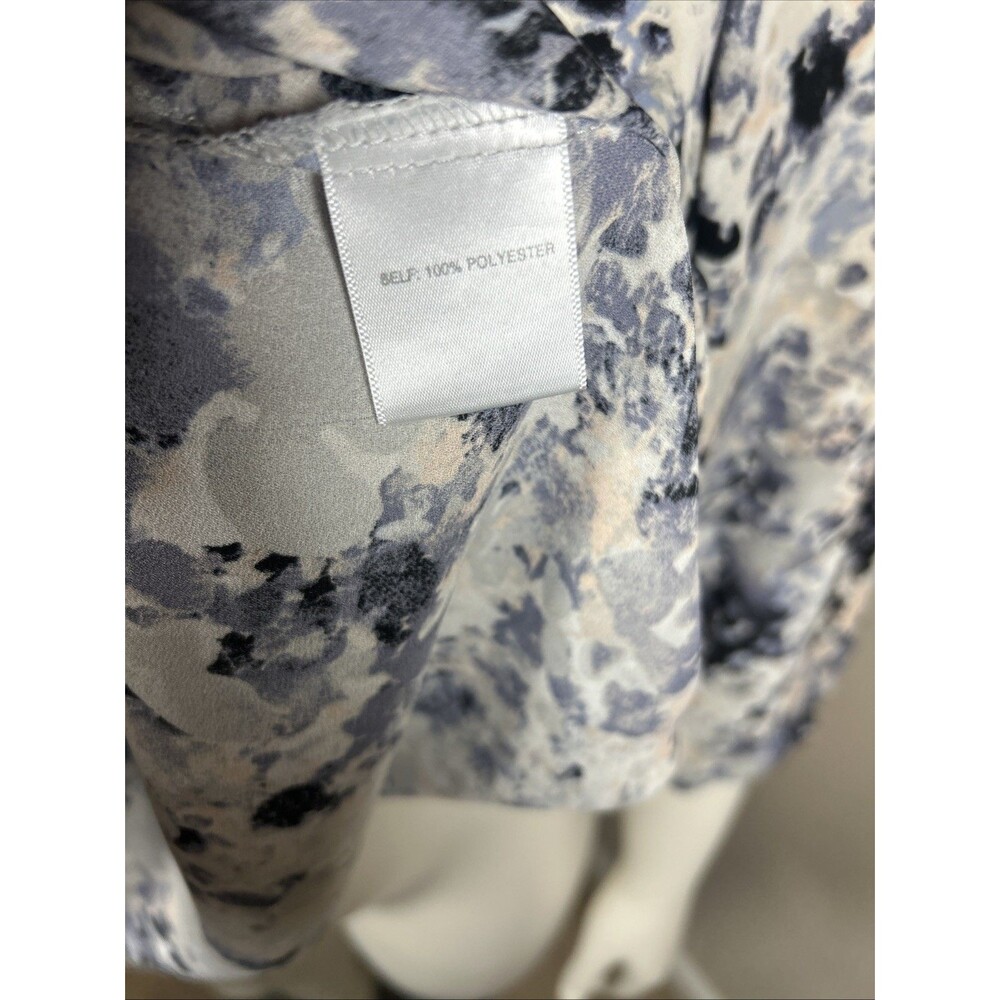 Rose Olive Blouse 2X Blue Abstract Floral Classic Casual Workwear Office Career - Picture 11 of 13
